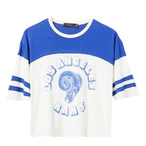 Junk Food Clothing Blue and White Los Angeles Rams Crop Top
